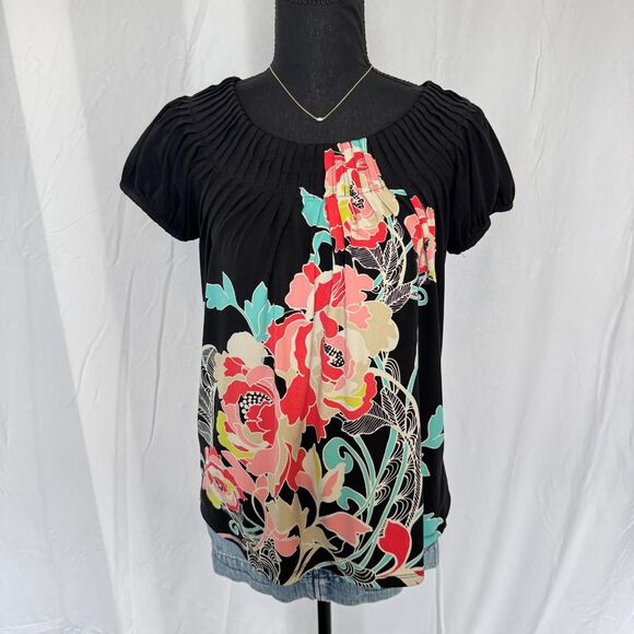 Vintage Style & Co Top \ Y2K 2000s Retro Floral Off-The-Shoulder Blouse - Picture 4 of 8